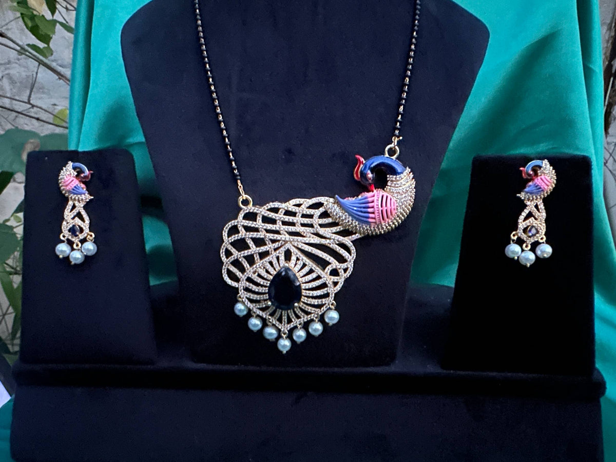 Royal Peacock Elegance Necklace Set with Matching Earrings