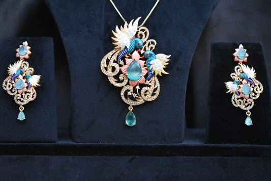 🦚 Royal Peacock Elegance Necklace & Earrings Set