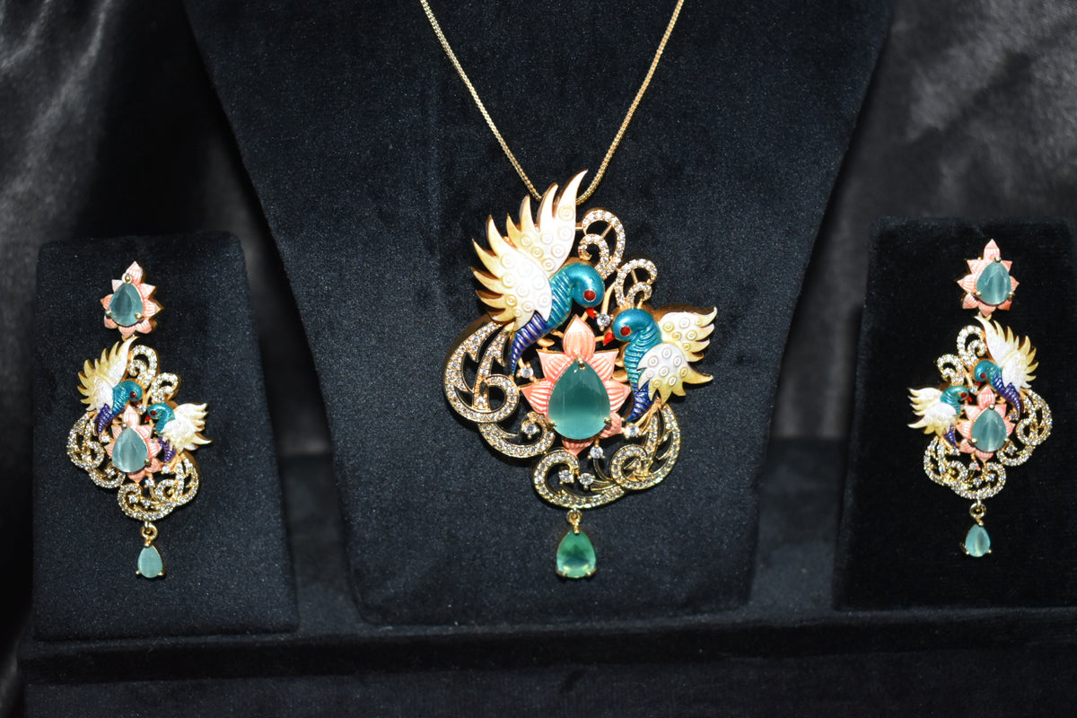 🦚 Royal Peacock Elegance Necklace & Earrings Set