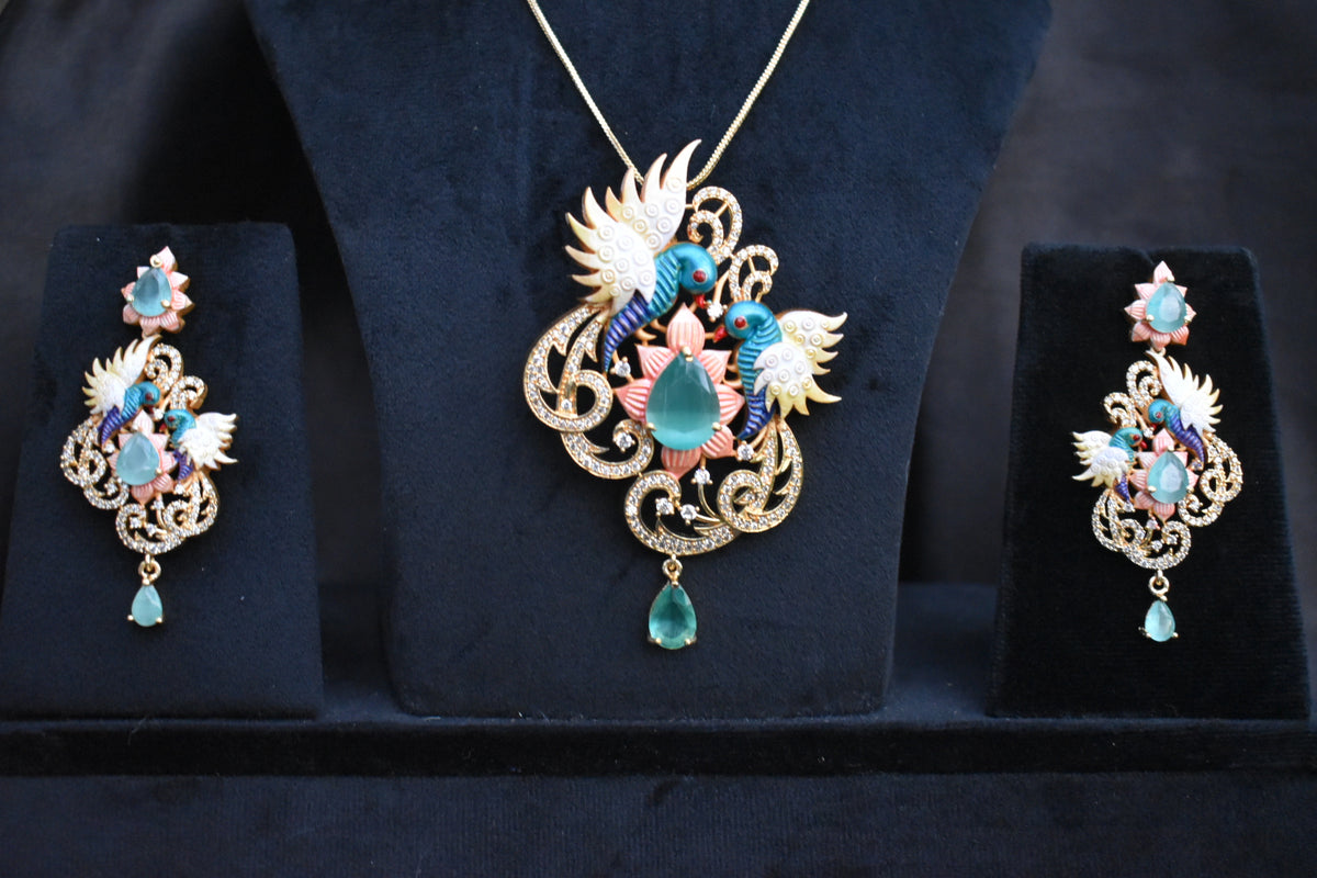 🦚 Royal Peacock Elegance Necklace & Earrings Set