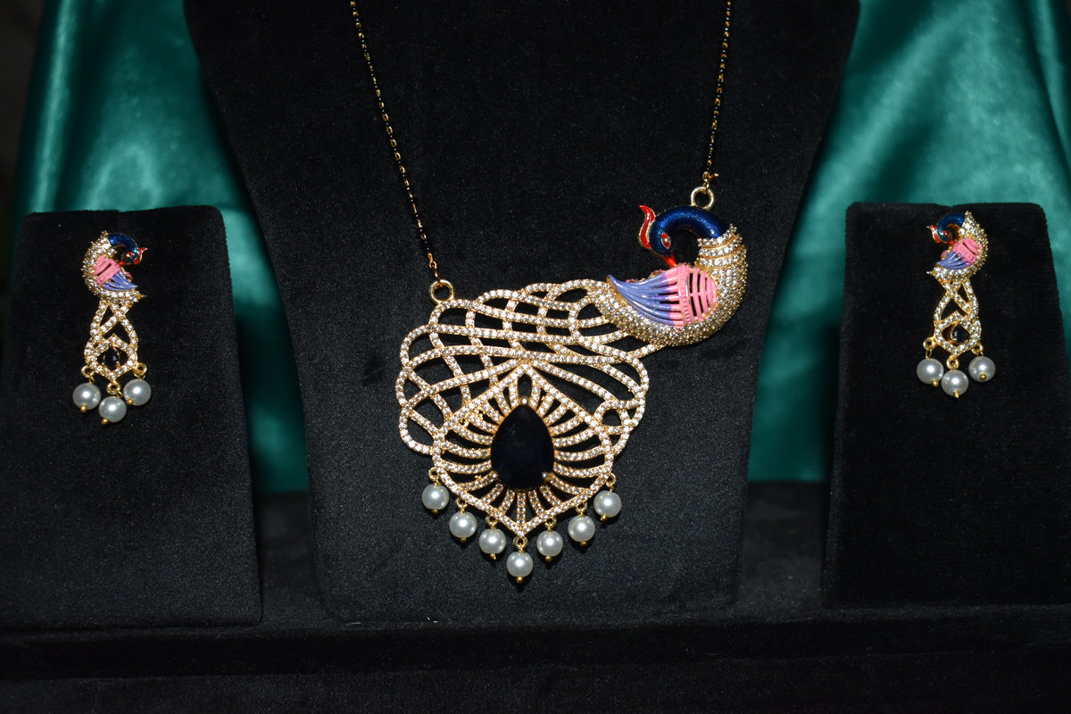 Royal Peacock Elegance Necklace Set with Matching Earrings