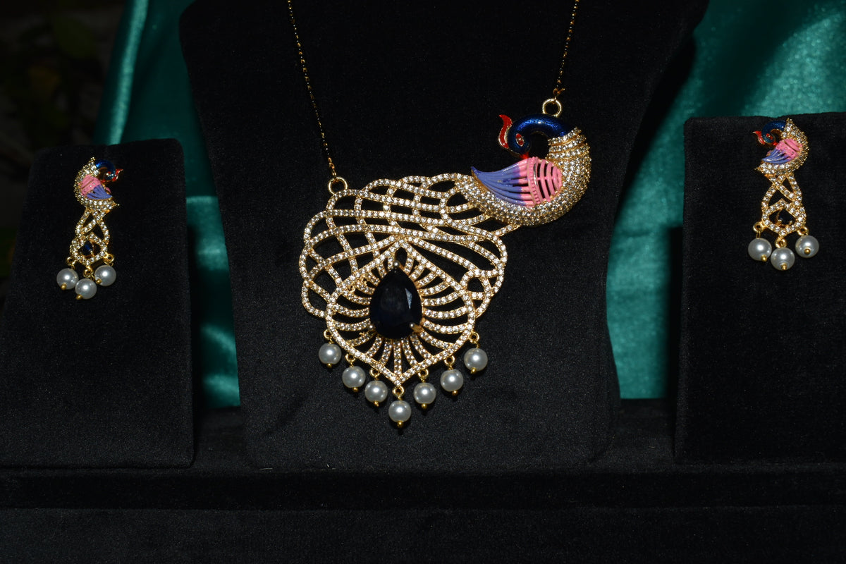 Royal Peacock Elegance Necklace Set with Matching Earrings