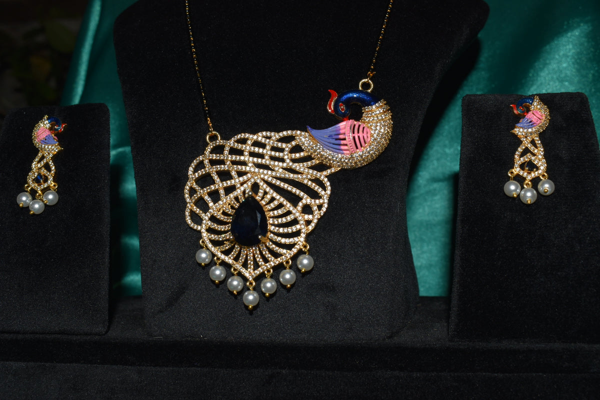 Royal Peacock Elegance Necklace Set with Matching Earrings