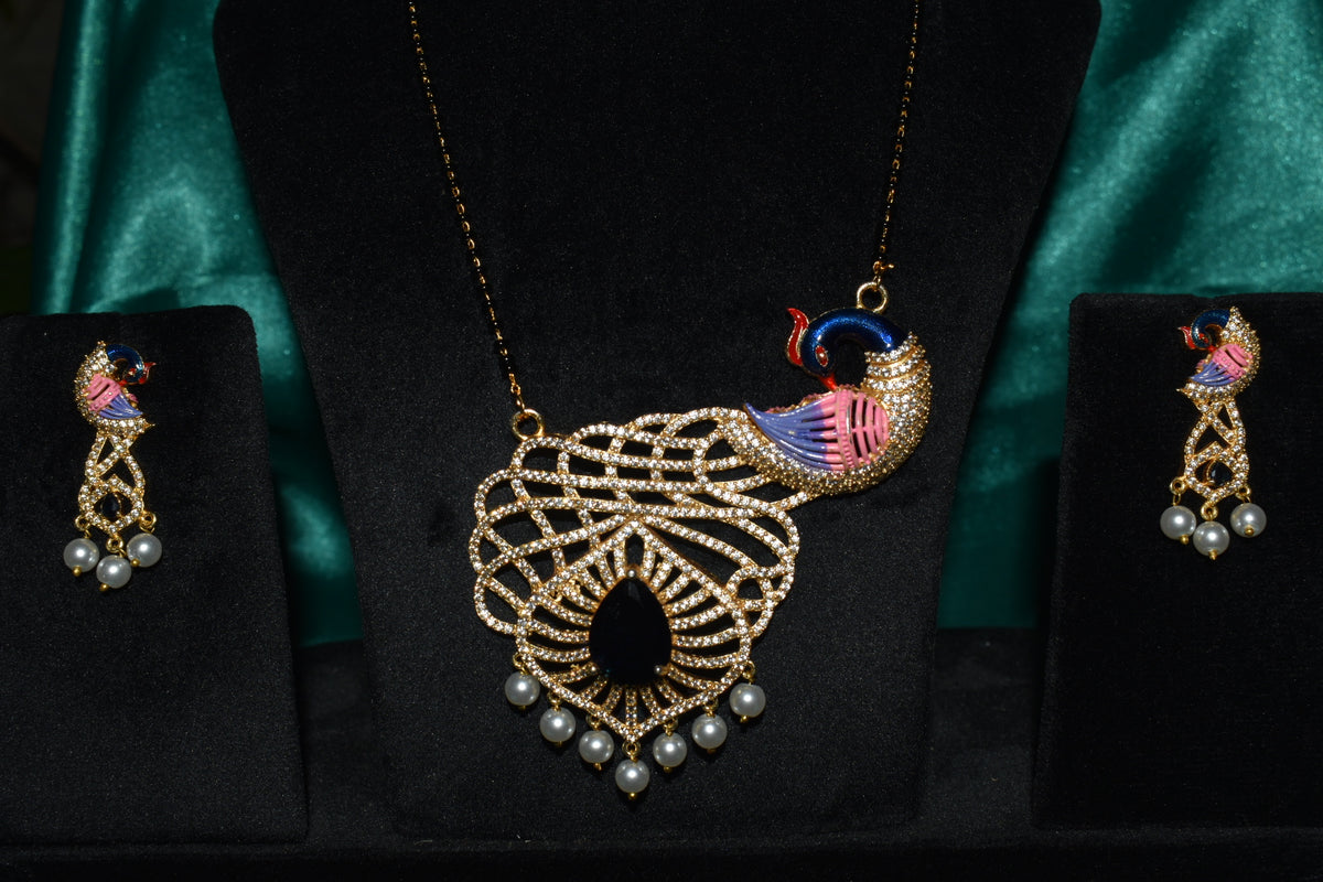 Royal Peacock Elegance Necklace Set with Matching Earrings