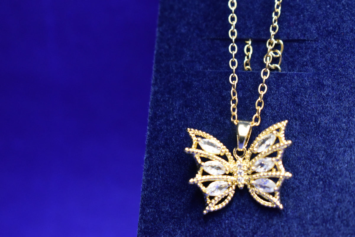 Butterfly Elegance Gold-Tone Pendant Necklace