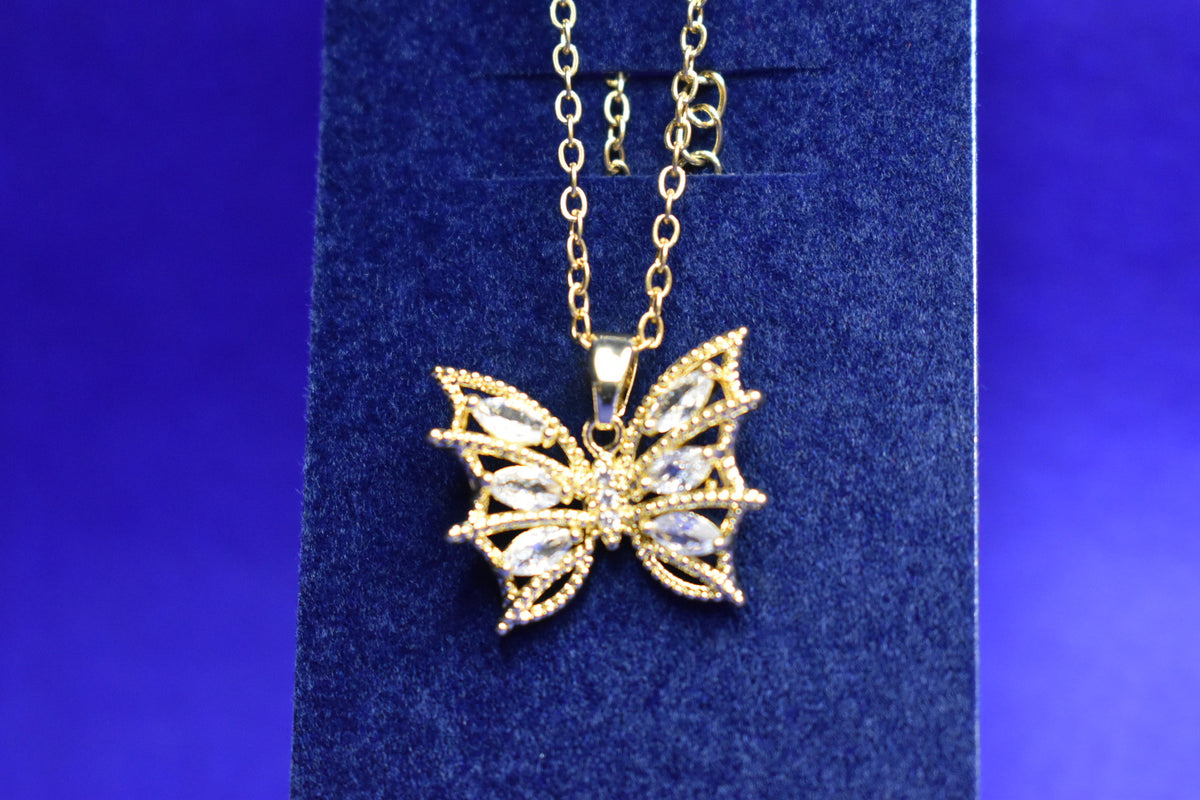 Butterfly Elegance Gold-Tone Pendant Necklace