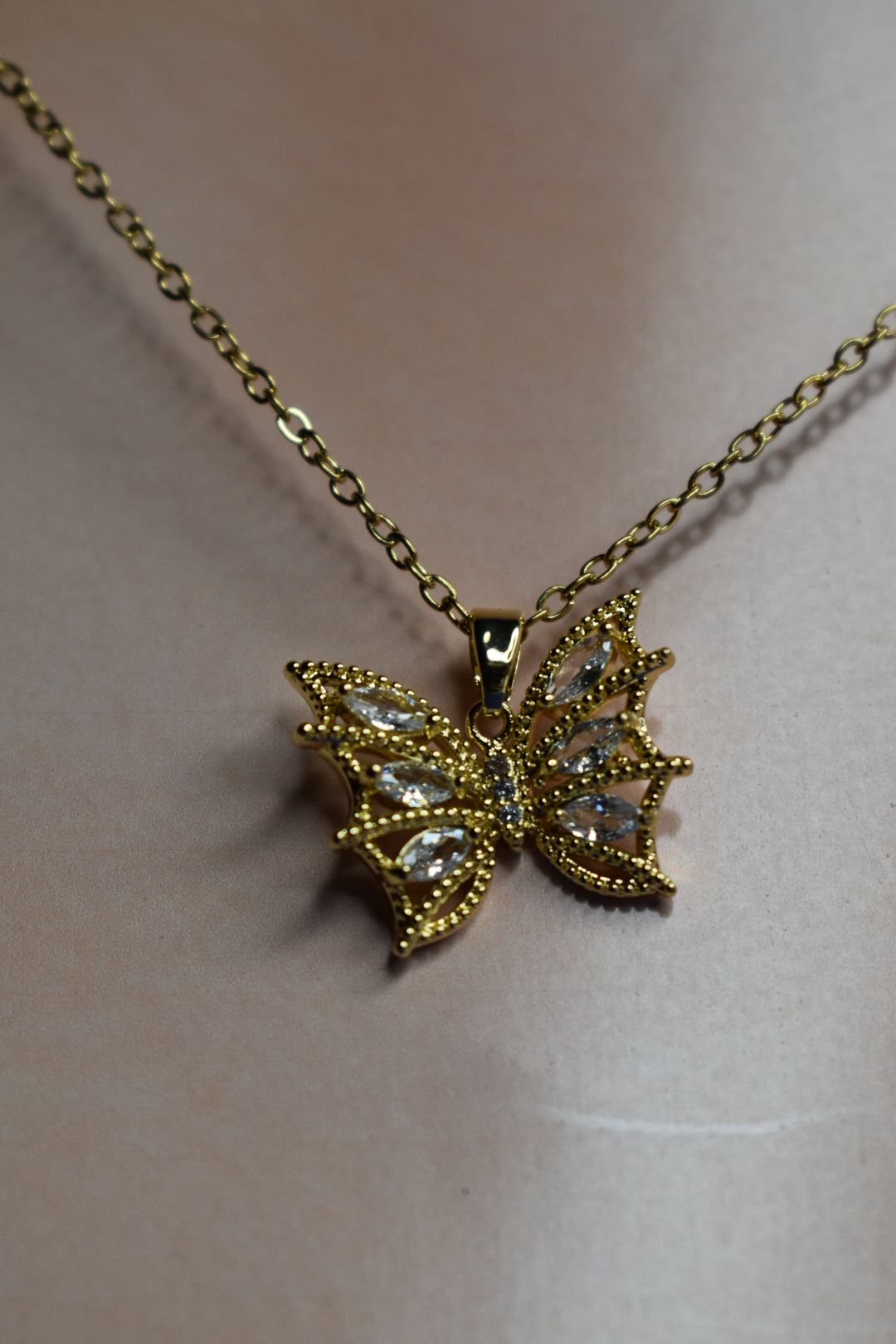 Butterfly Elegance Gold-Tone Pendant Necklace