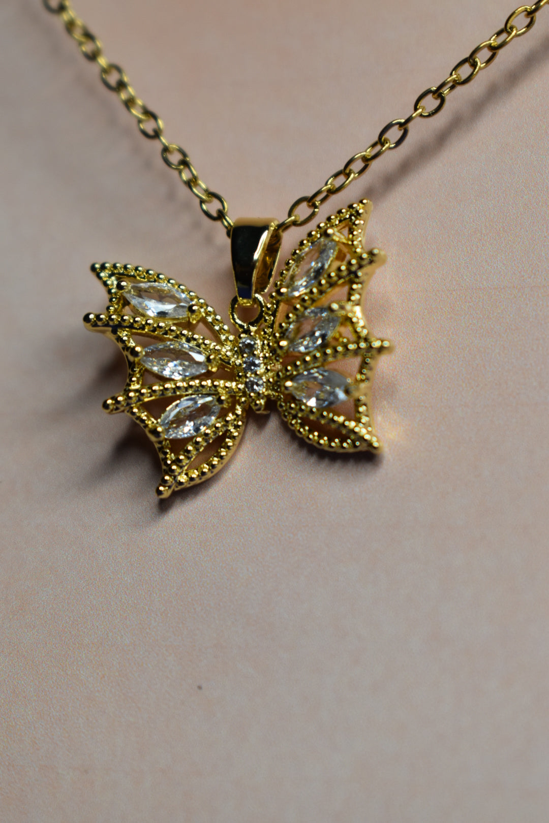 Butterfly Elegance Gold-Tone Pendant Necklace