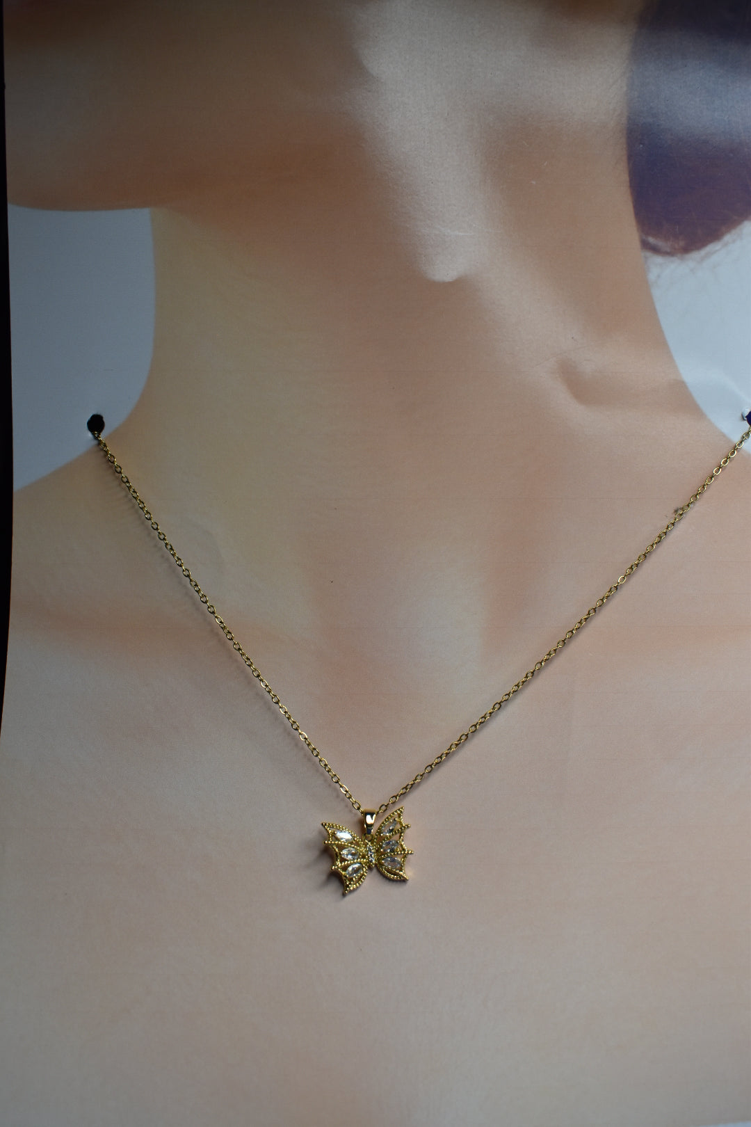 Butterfly Elegance Gold-Tone Pendant Necklace