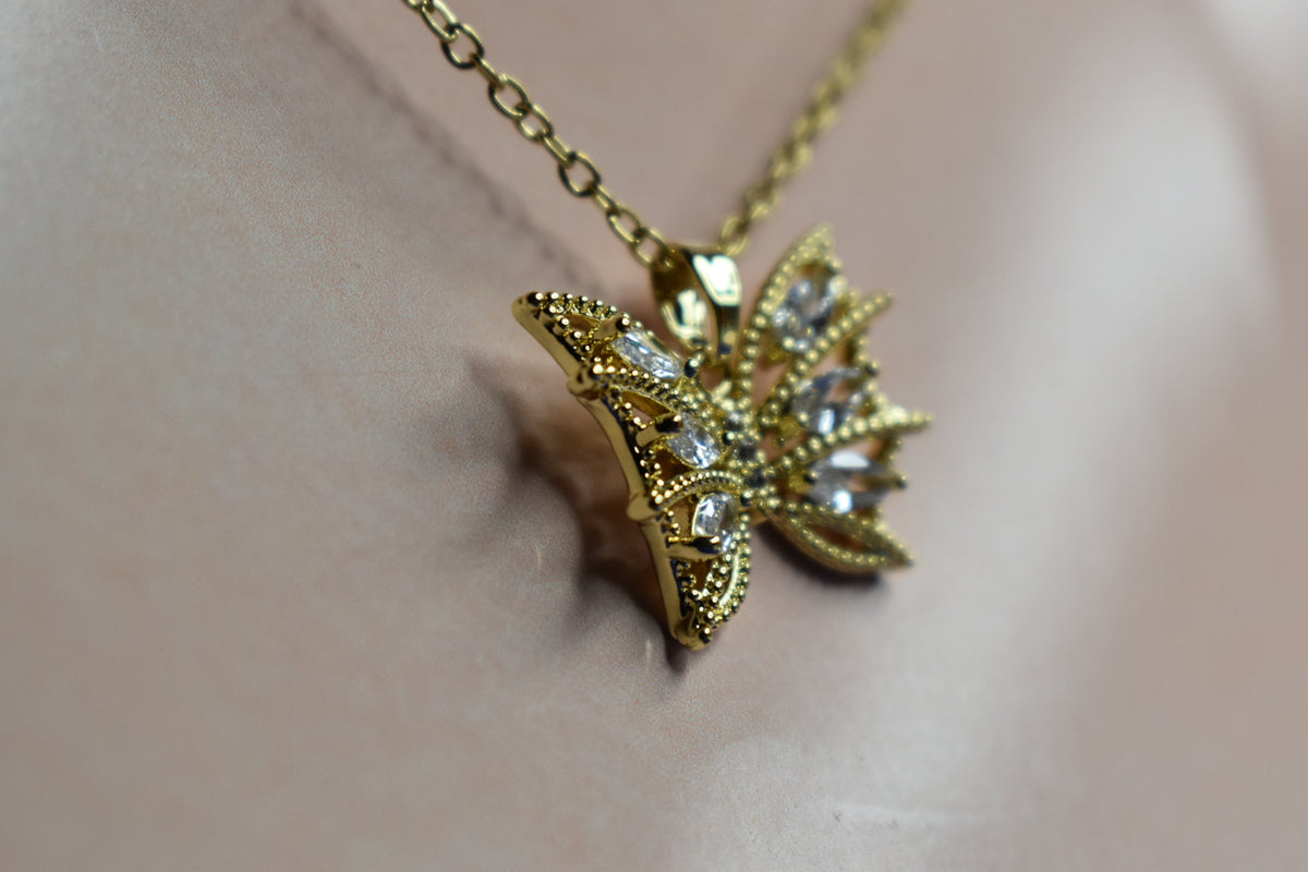 Butterfly Elegance Gold-Tone Pendant Necklace