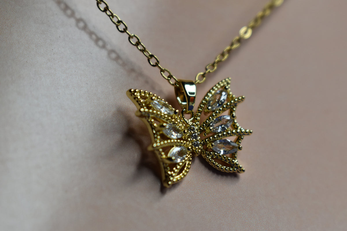 Butterfly Elegance Gold-Tone Pendant Necklace