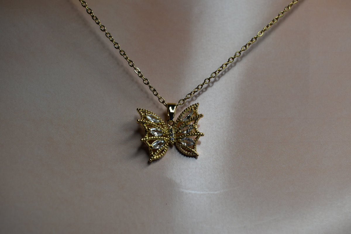 Butterfly Elegance Gold-Tone Pendant Necklace