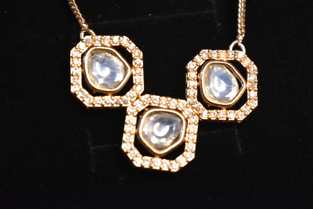 Emerald Floral Pearl Drop Necklace | Elegant Gold-Tone Statement Jewellery