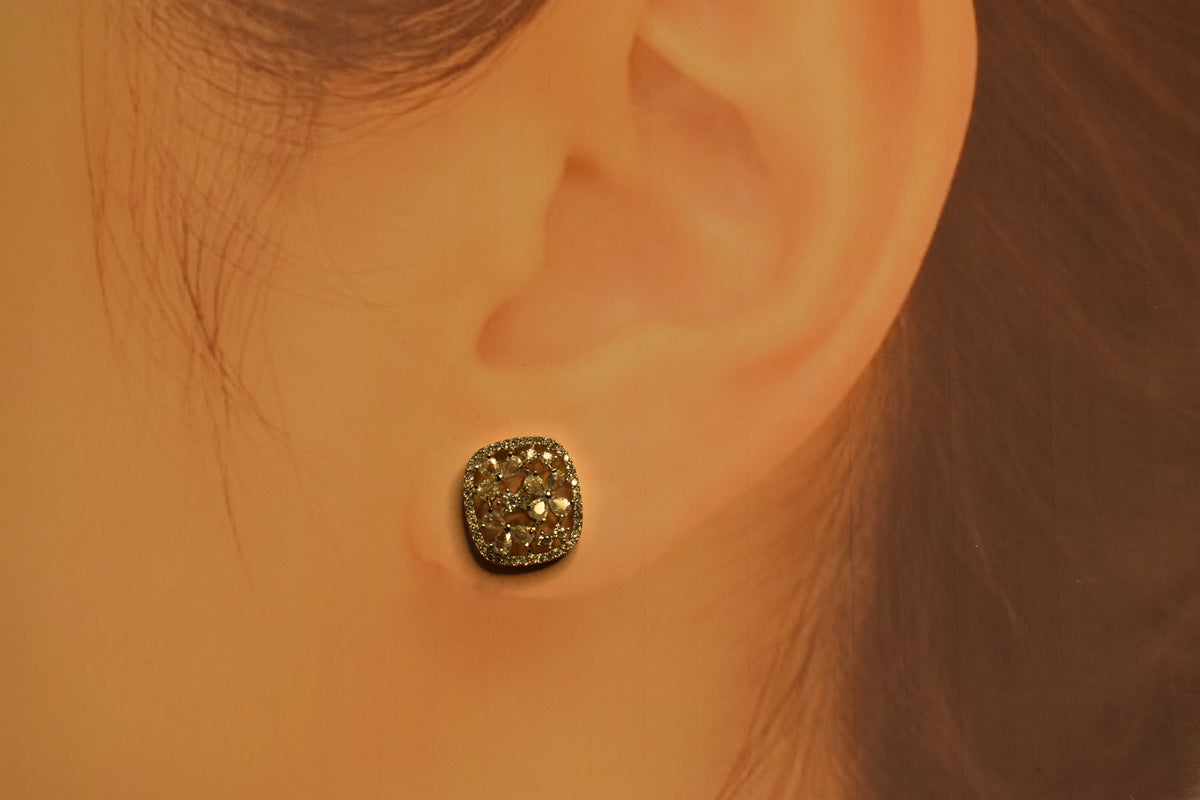 Floral Radiance American Diamond Stud Earrings