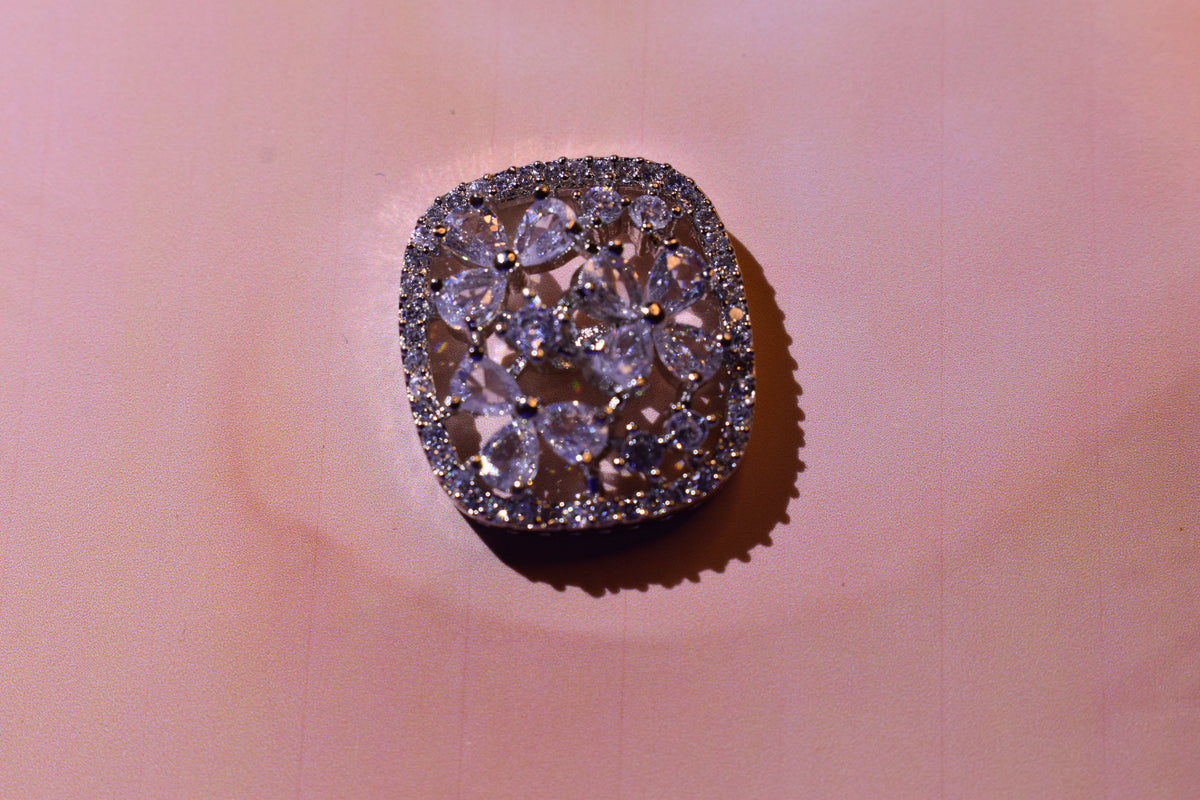 Floral Radiance American Diamond Stud Earrings