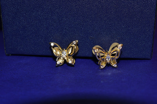 Elegant Golden Butterfly Stud Earrings for Women – Sparkling Crystal Design