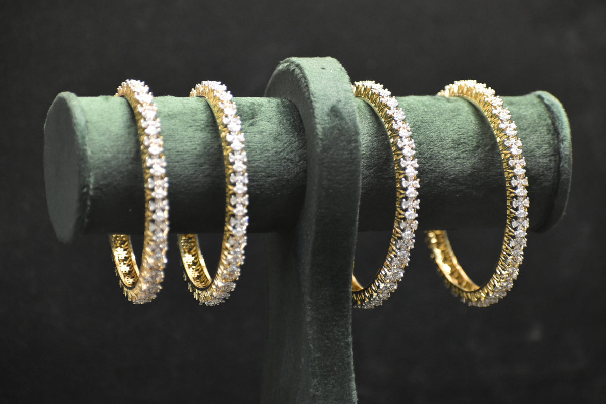 Elegant Gold-Plated AD Diamond Bangle for Women set of 2 | Premium Party Wear Jewellery