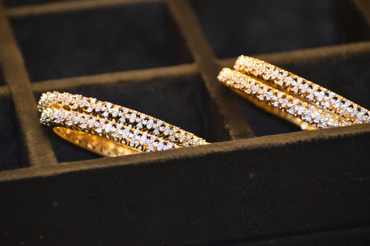 Elegant Gold-Plated AD Diamond Bangle for Women set of 2 | Premium Party Wear Jewellery