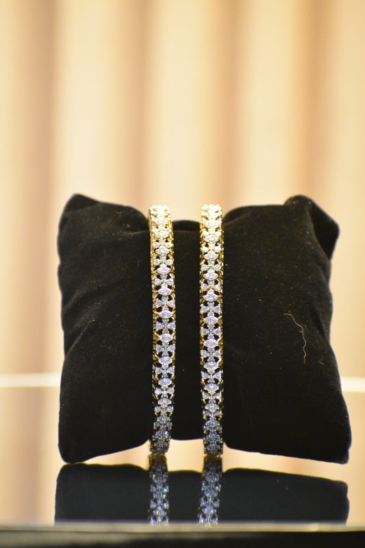 Elegant Gold-Plated AD Diamond Bangle for Women set of 2 | Premium Party Wear Jewellery