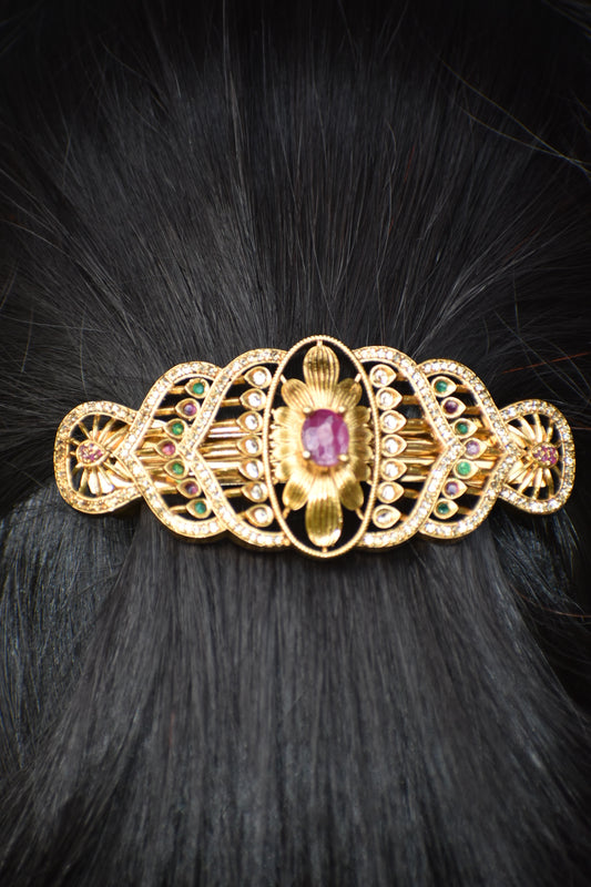 Premium Multicolor Stone Hair Pin & Hair Clip for Women | Elegant Floral Design Hair Accessory