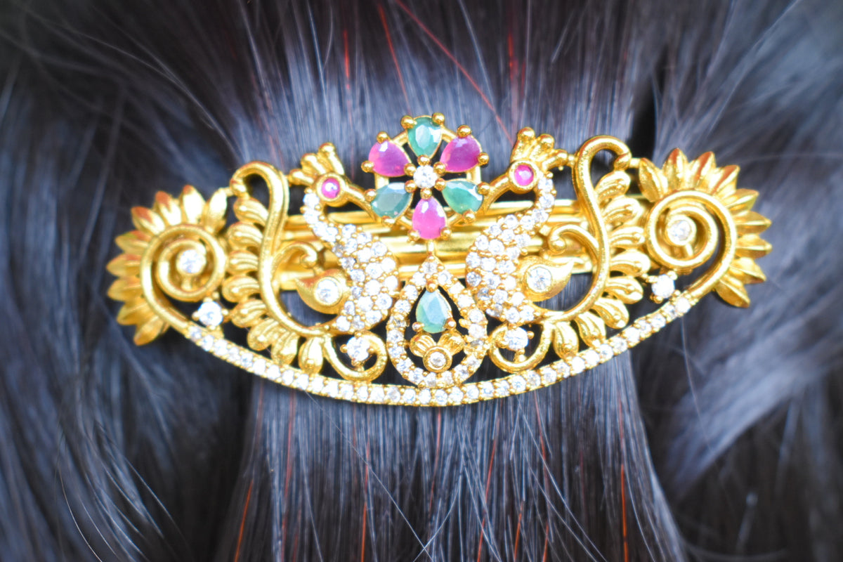 Luxury Multicolour Floral Hair Clip & Hair Pin for Women | Premium Embellished Hair Accessory