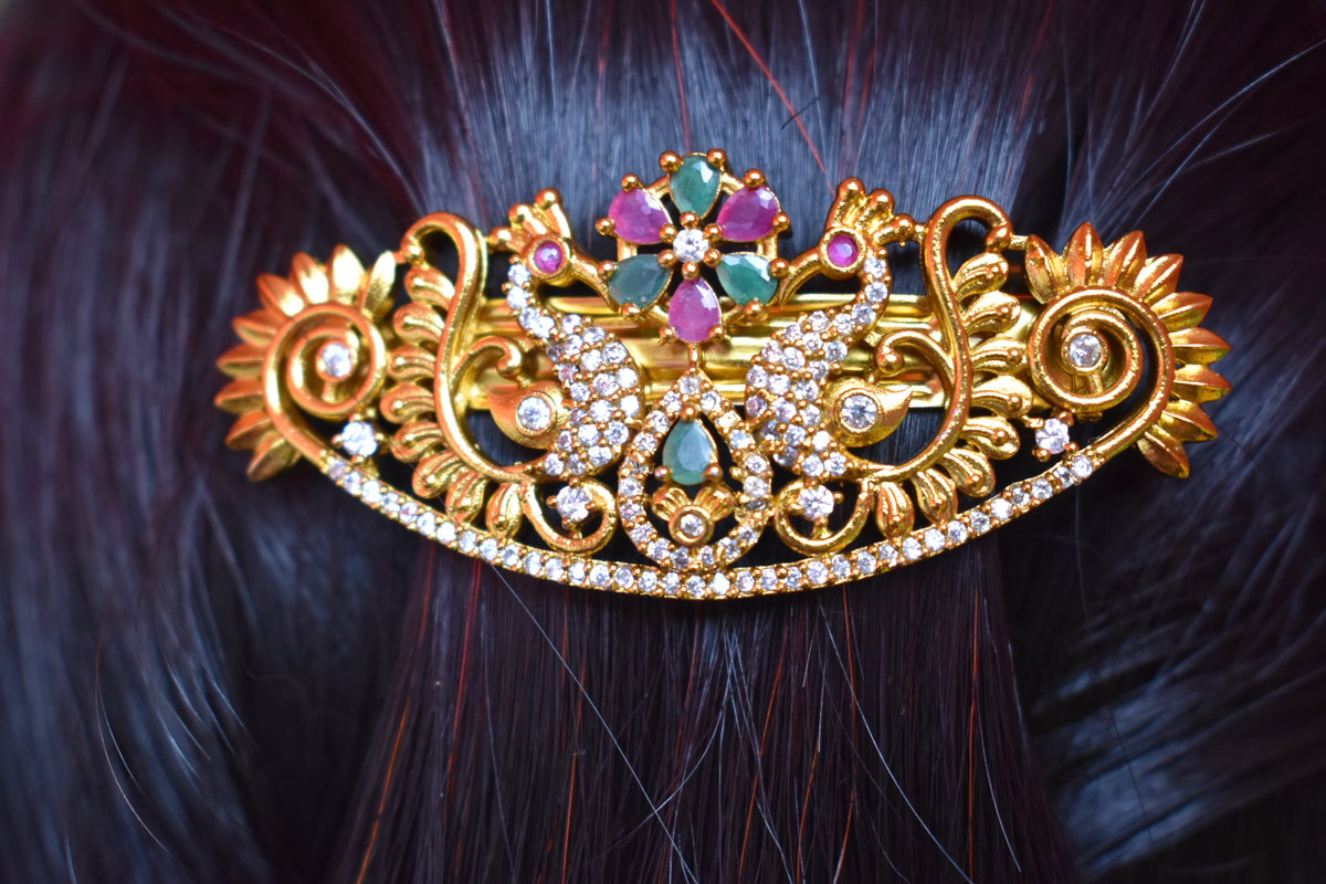 Luxury Multicolour Floral Hair Clip & Hair Pin for Women | Premium Embellished Hair Accessory