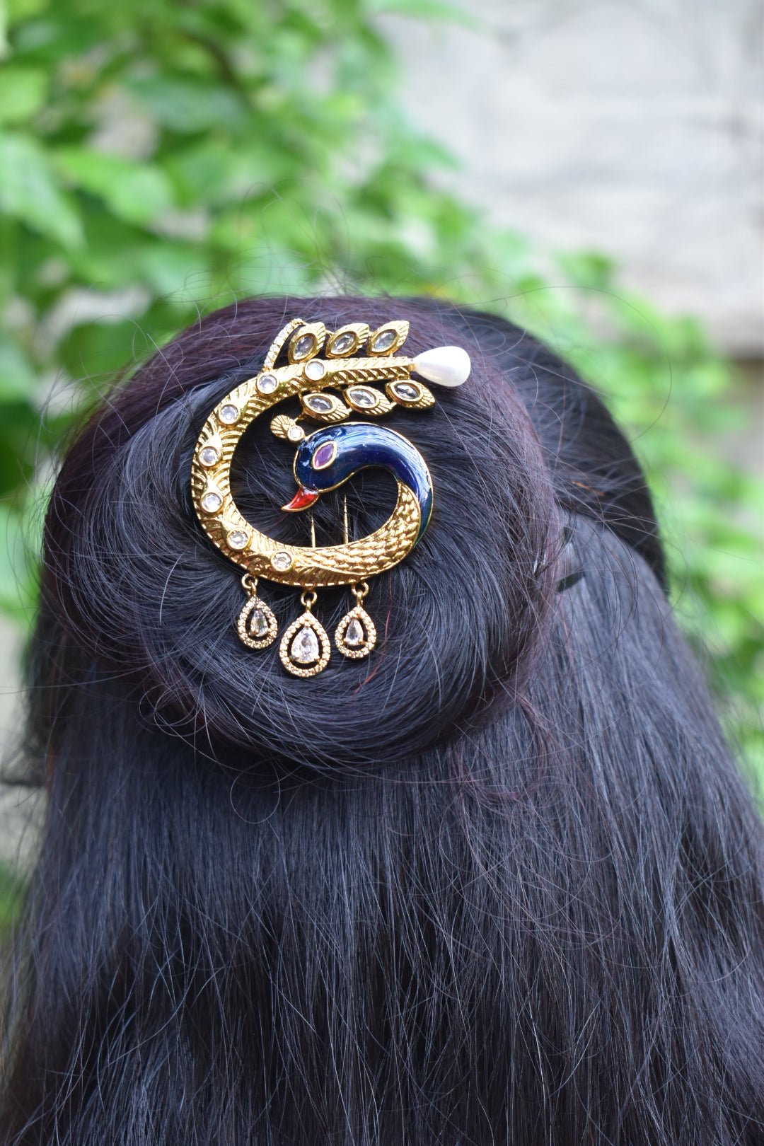Royal Peacock Judha Hair Pin with Pearl & Crystal Detailing