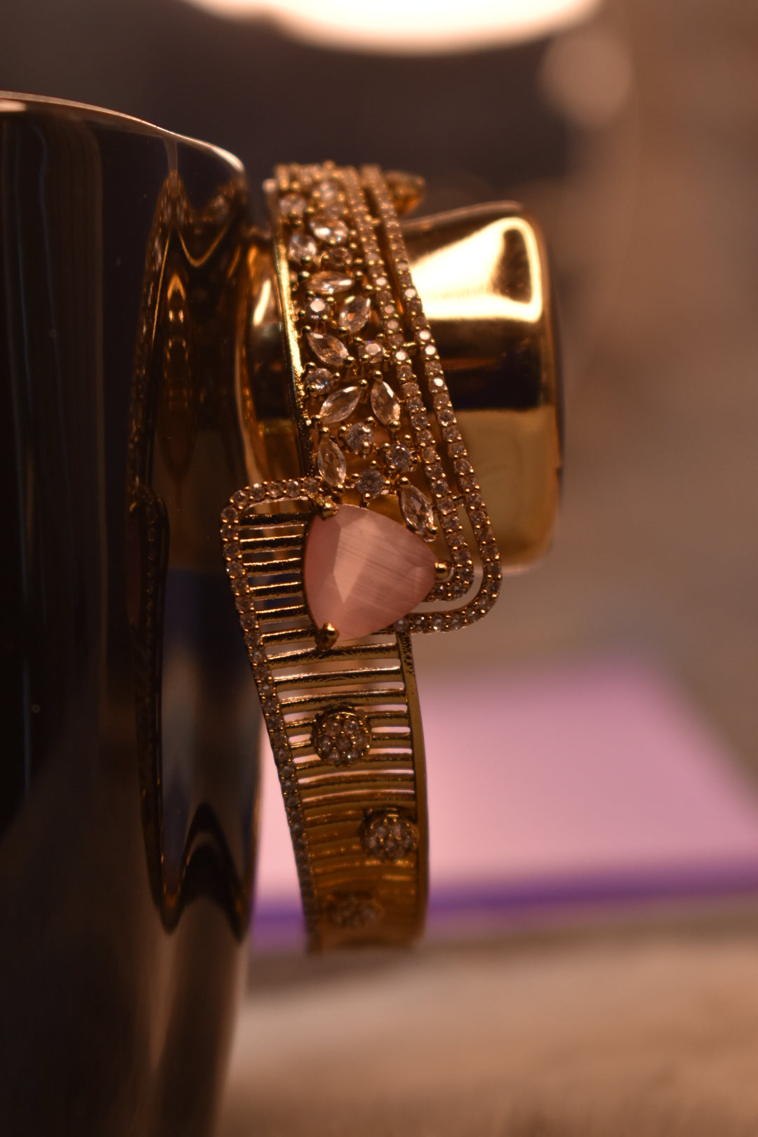 Leesuu Golden Bow Crystal Bracelet