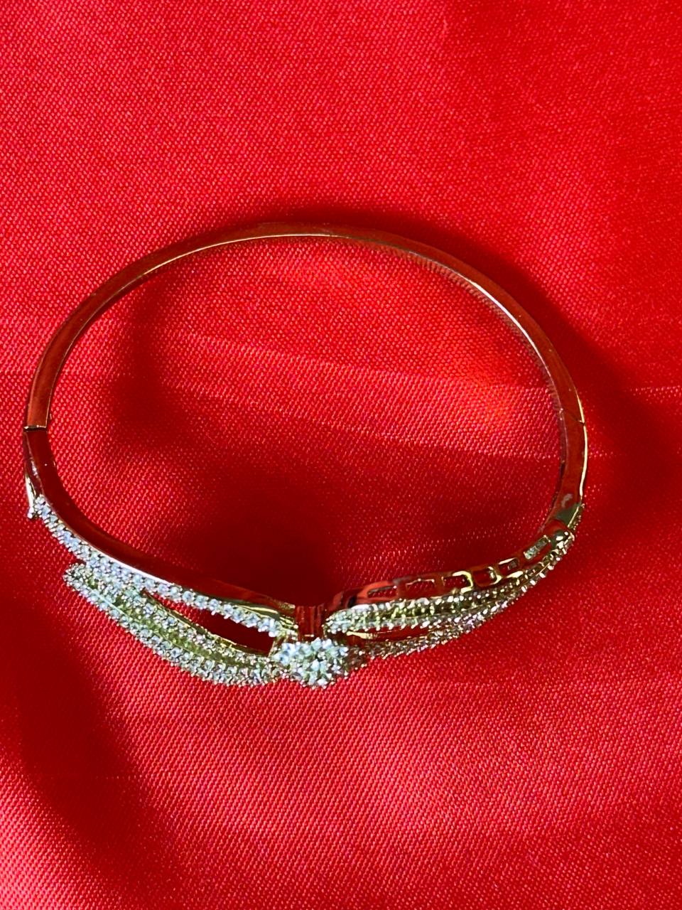 Premium Crystal Leaf Design Bracelet for Women | Elegant Statement Party Wear Jewellery