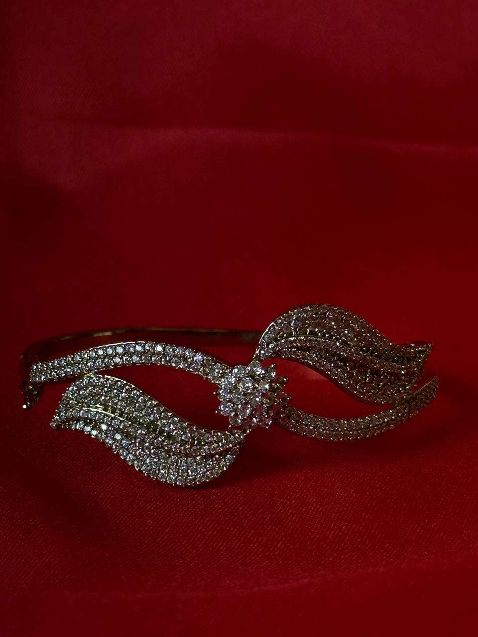 Premium Crystal Leaf Design Bracelet for Women | Elegant Statement Party Wear Jewellery