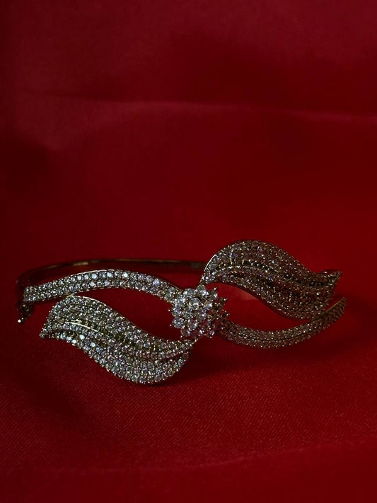 Premium Crystal Leaf Design Bracelet for Women | Elegant Statement Party Wear Jewellery