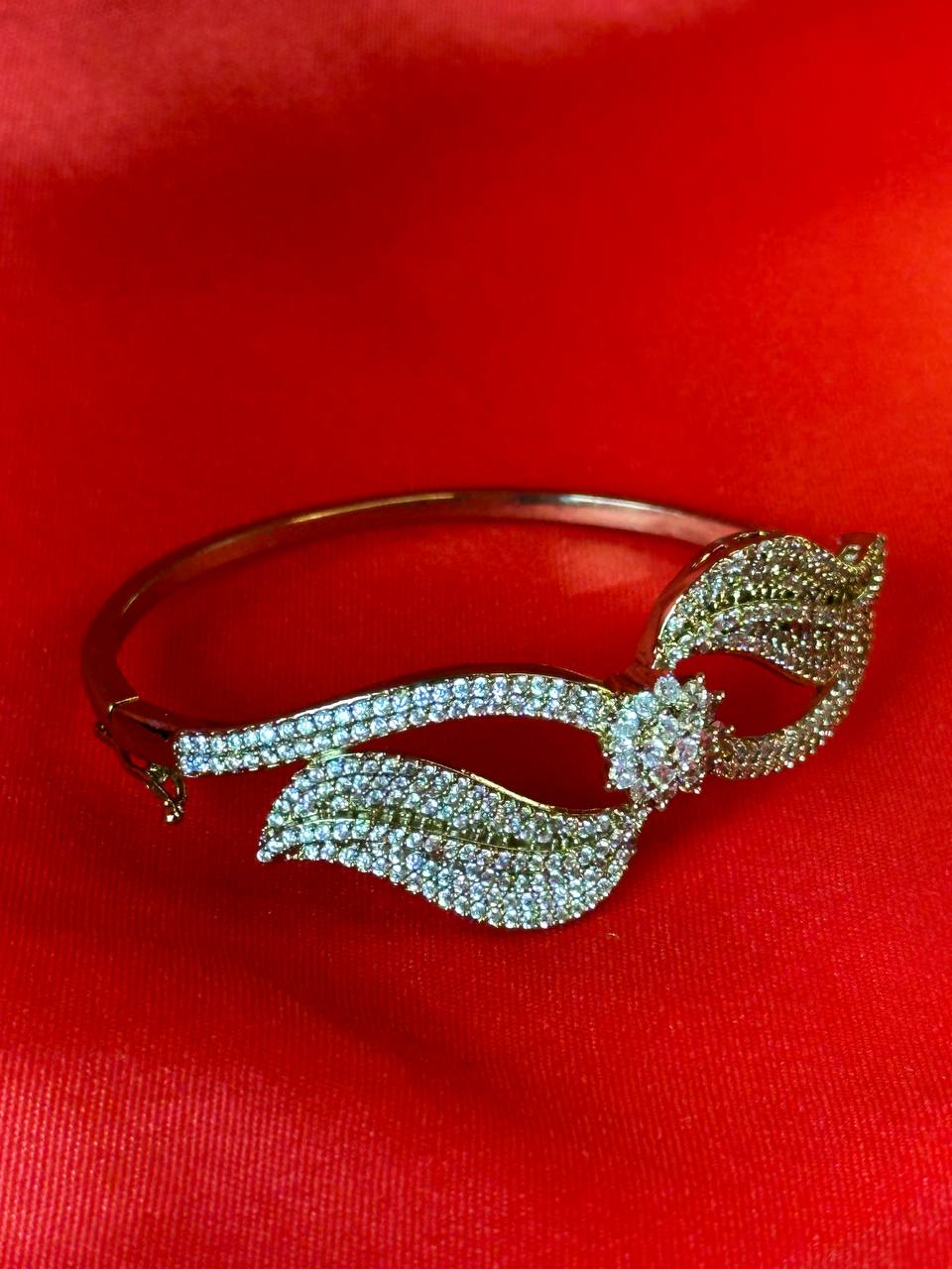 Premium Crystal Leaf Design Bracelet for Women | Elegant Statement Party Wear Jewellery