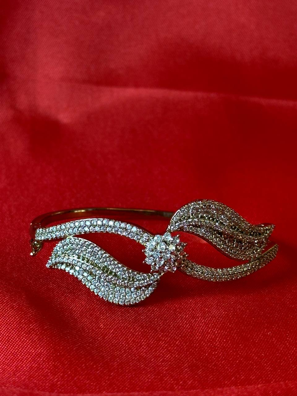 Premium Crystal Leaf Design Bracelet for Women | Elegant Statement Party Wear Jewellery