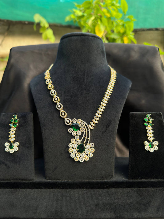 Emerald Grace Luxe Necklace & Earrings Set
